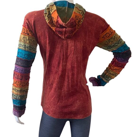 Greater Good Rainbow Colorful Hoodie Jacket Nepal Size Small Medium - Picture 2 of 3